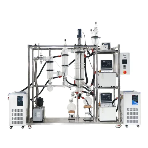 glass short path distiller for molecular distillation of botanical and CBD extracts