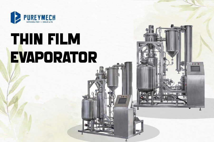 thin film evaporator for industrial concentration solvent recovery and heat sensitive material processing